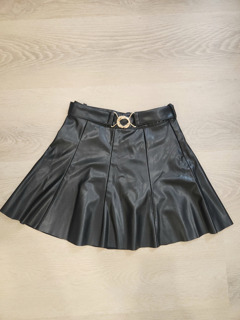 ZARA Black Faux Leather Mini Skirt with Belt